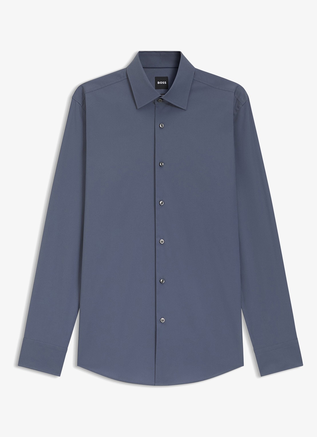 BOSS Slim-fit overhemd in gemakkelijk te strijken katoenen popeline met stretch - voorkant 5 open blue-466 / blauw