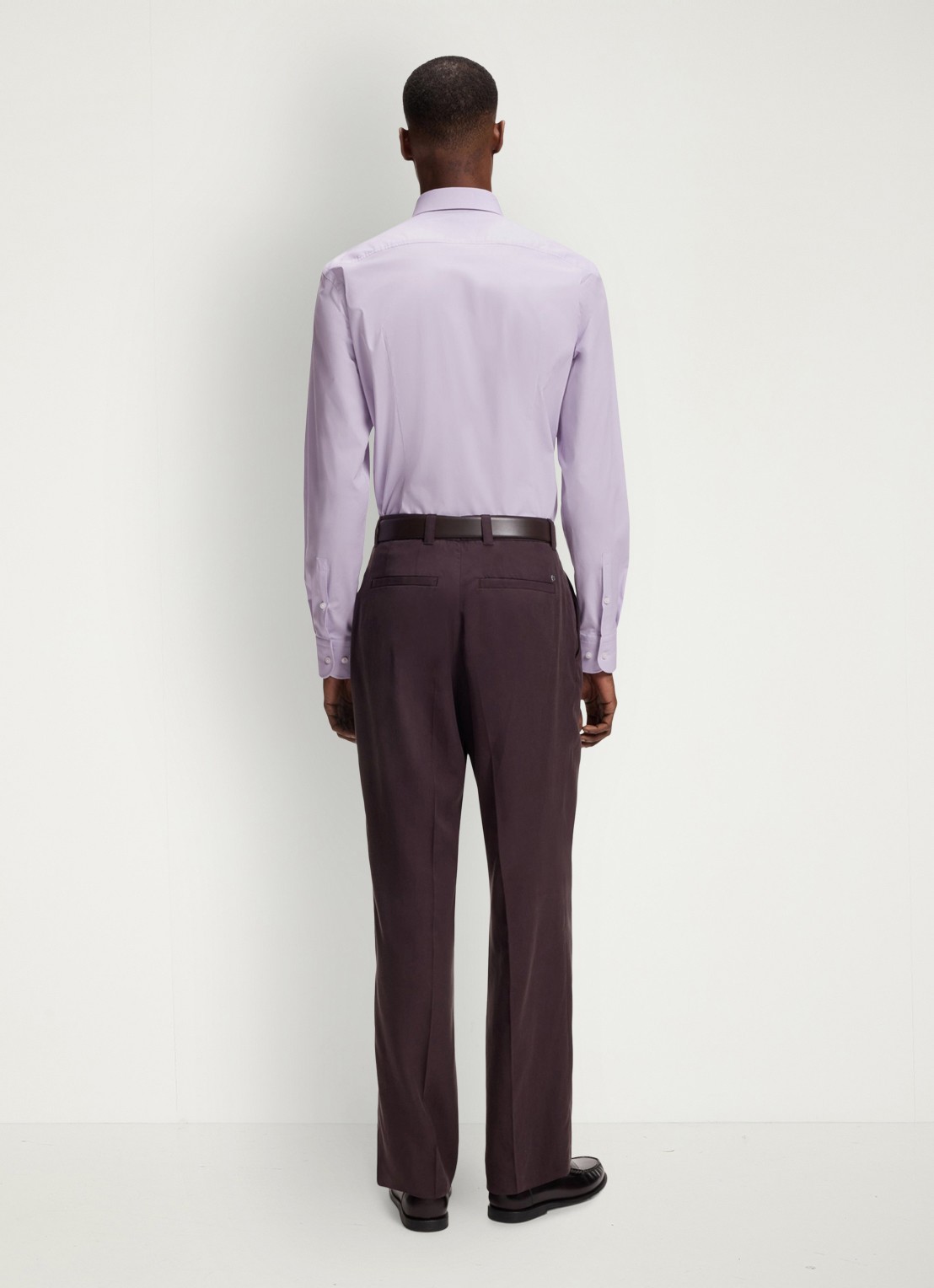 BOSS Slim-fit overhemd in gemakkelijk te strijken katoenen popeline met stretch - achterkant 5 light/pastel purple-533 / paars