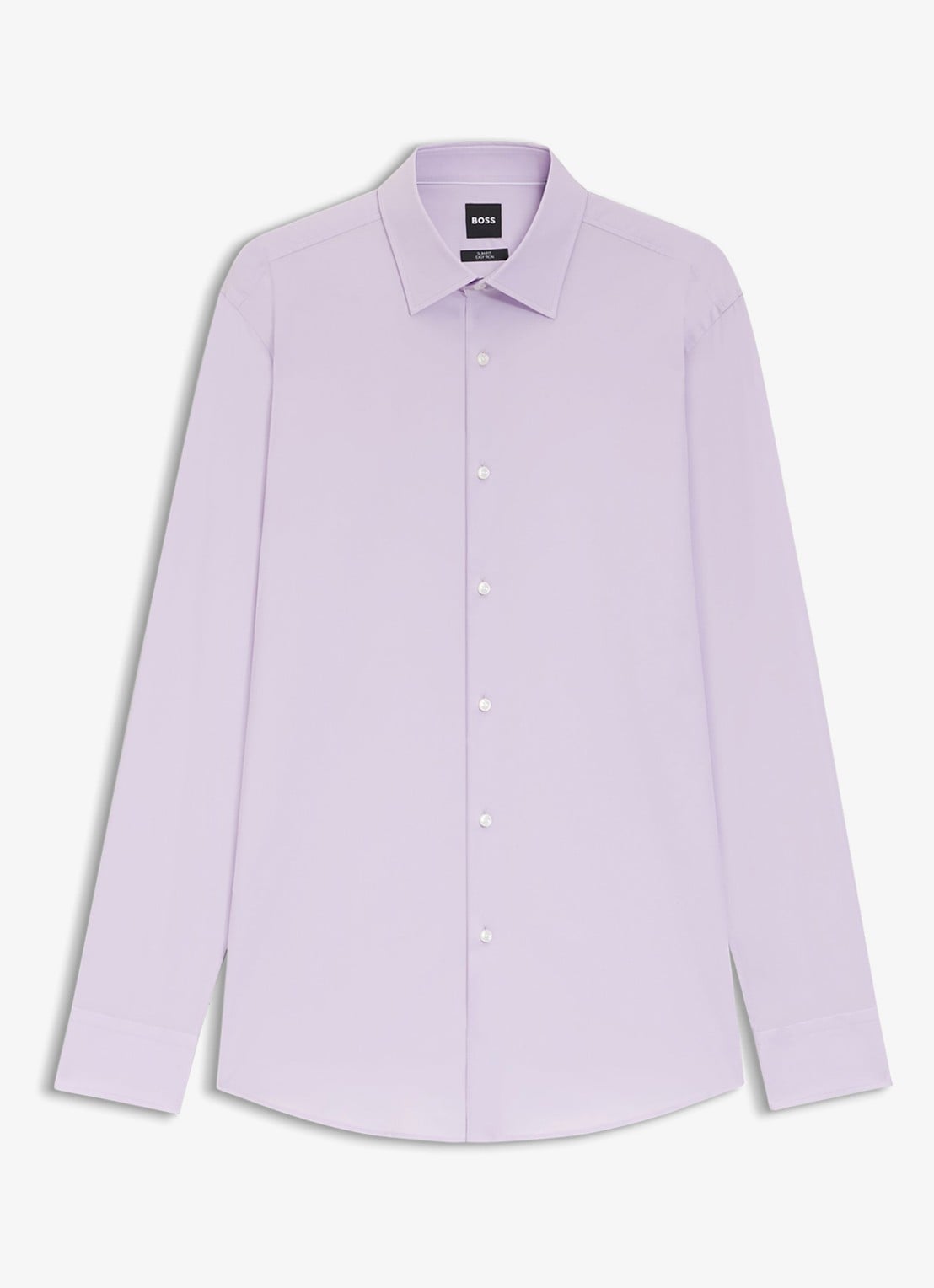 BOSS Slim-fit overhemd in gemakkelijk te strijken katoenen popeline met stretch - voorkant 4 light/pastel purple-533 / paars