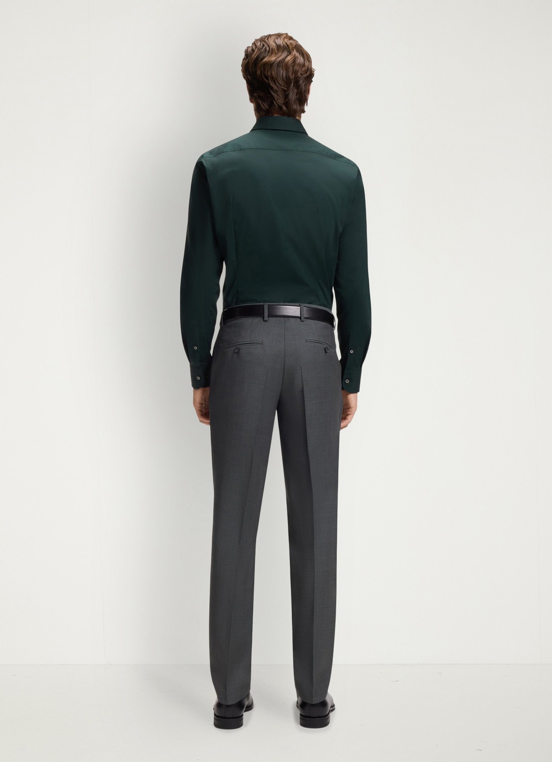 BOSS Slim-fit overhemd in gemakkelijk te strijken katoenen popeline met stretch - achterkant 6 open green-350 / groen