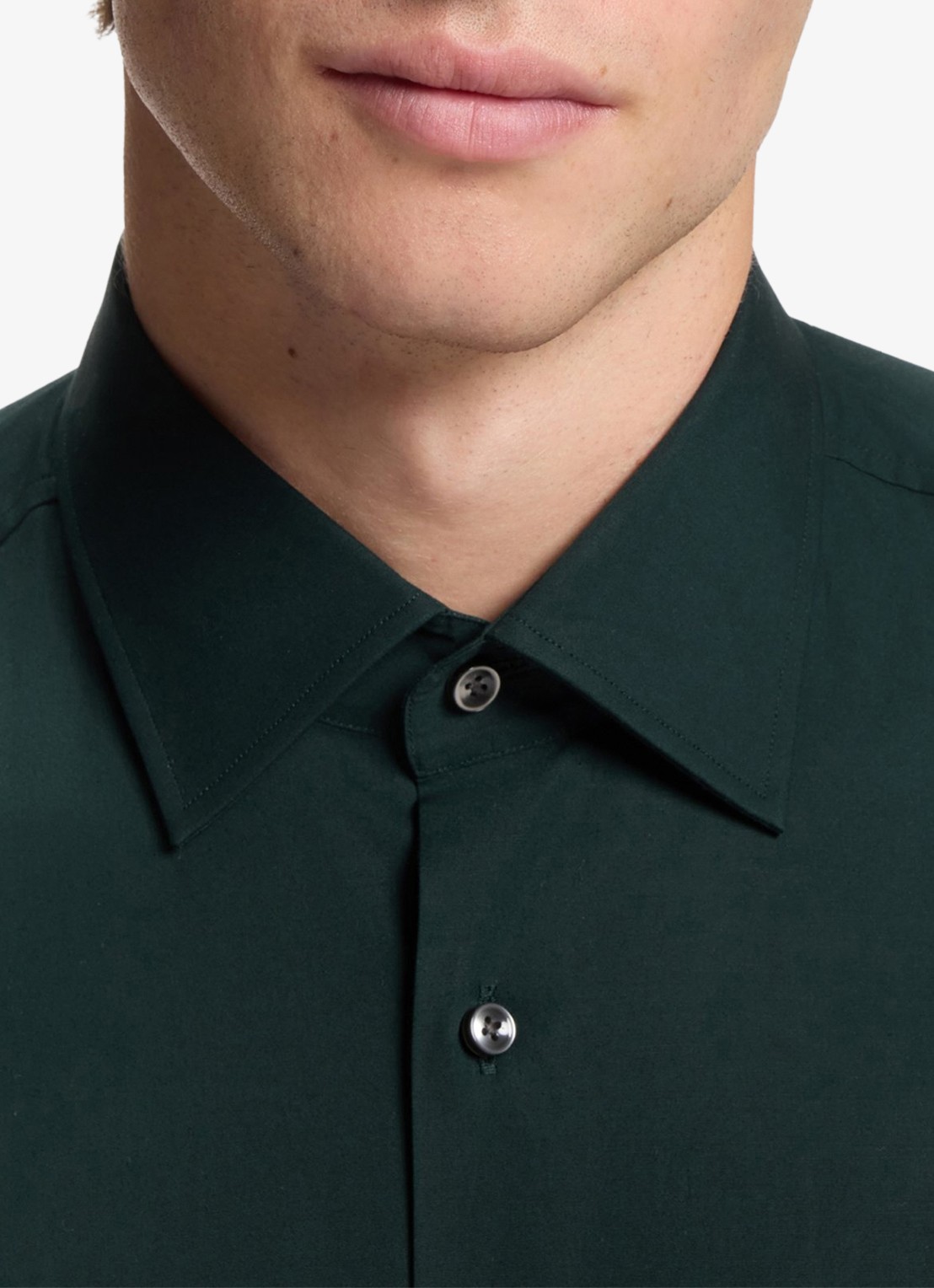 BOSS Slim-fit overhemd in gemakkelijk te strijken katoenen popeline met stretch - detail 3 open green-350 / groen