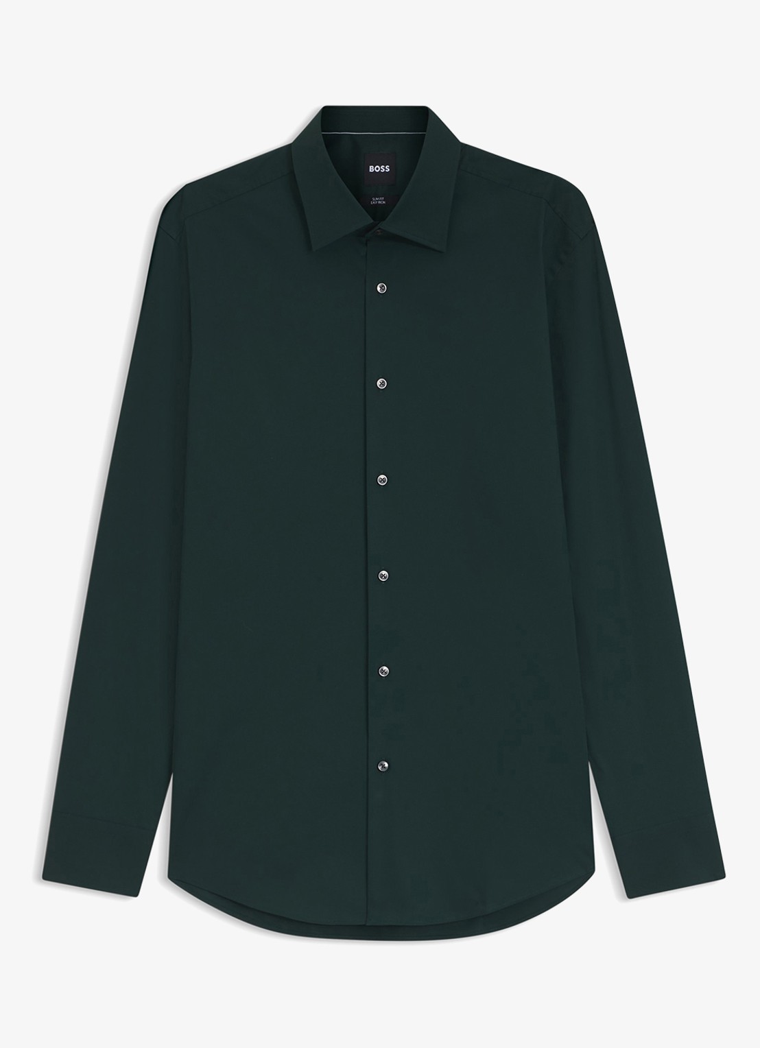 BOSS Slim-fit overhemd in gemakkelijk te strijken katoenen popeline met stretch - voorkant 4 open green-350 / groen