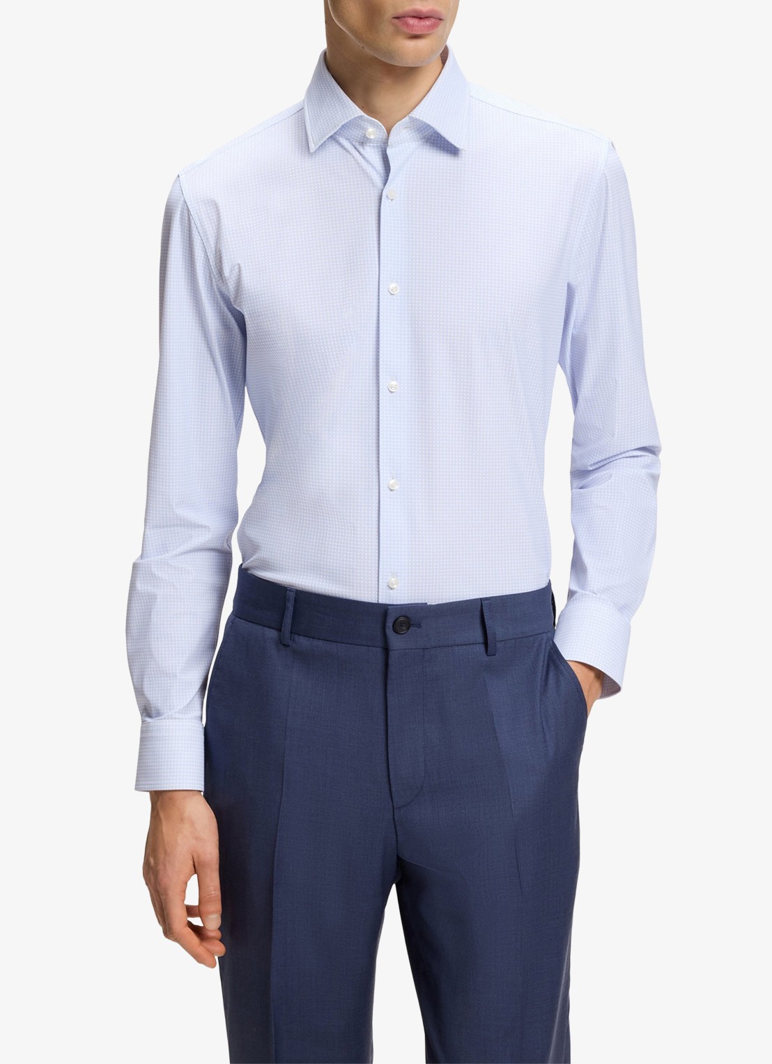 BOSS Slim fit overhemd met kent kraag - detail 4 lichtblauw