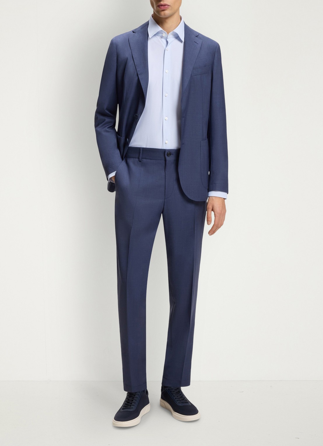 BOSS Slim fit overhemd met kent kraag - voorkant 2 lichtblauw