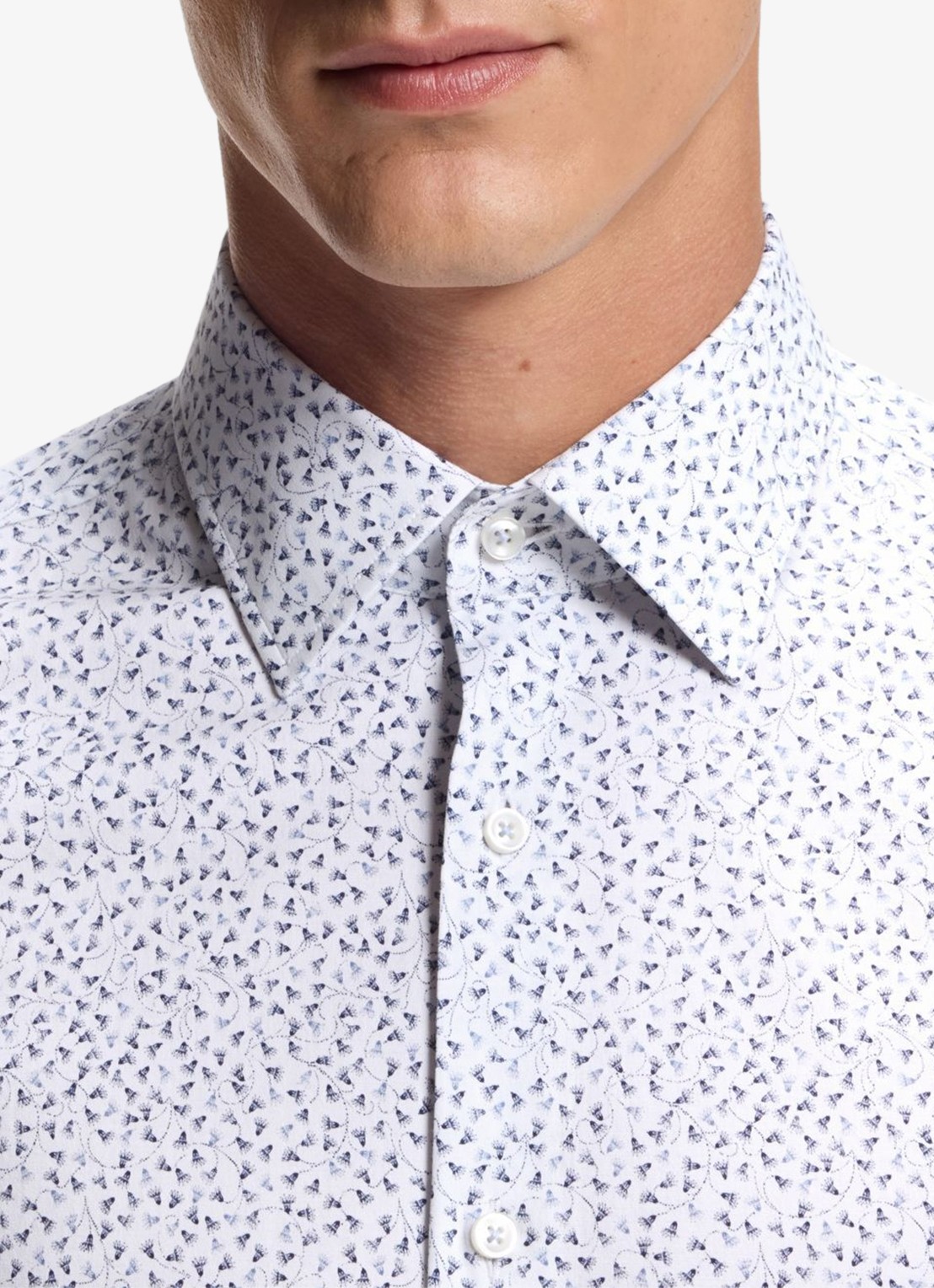BOSS Slim fit overhemd met print - detail 5 middenblauw