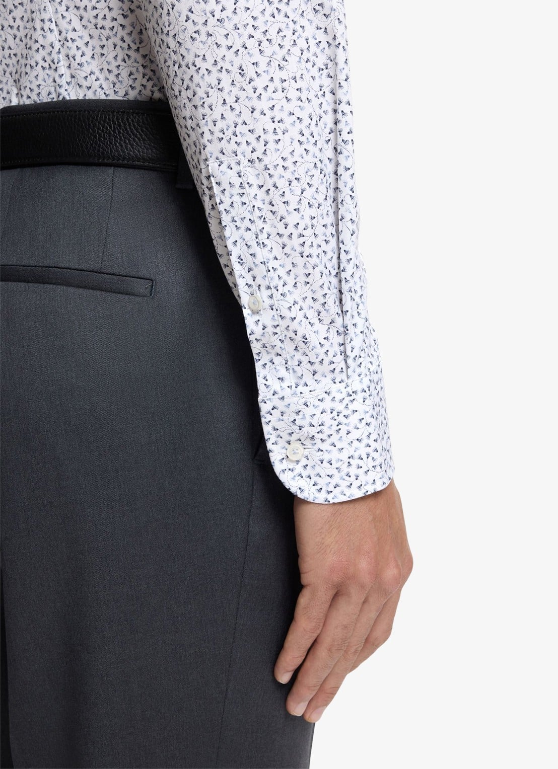 BOSS Slim fit overhemd met print - detail 6 middenblauw