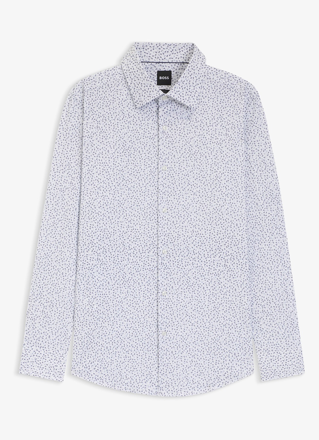 BOSS Slim fit overhemd met print - voorkant 2 middenblauw