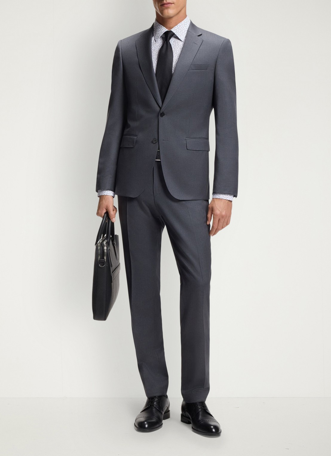 BOSS Slim fit overhemd met print - voorkant 3 middenblauw