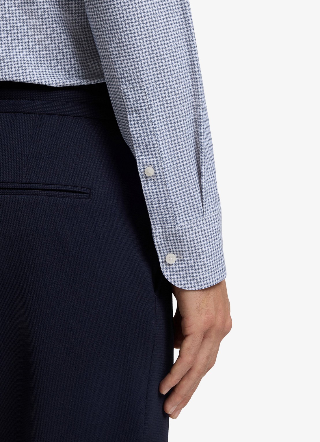 BOSS Slim fit overhemd met print - detail 5 donkerblauw