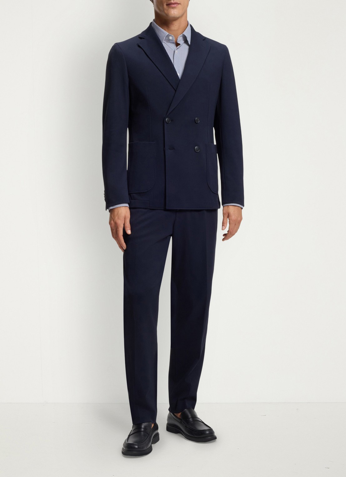 BOSS Slim fit overhemd met print - voorkant 2 donkerblauw