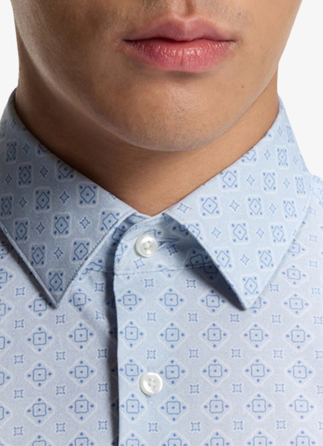 BOSS Slim-fit overhemd met print - detail 4 lichtblauw