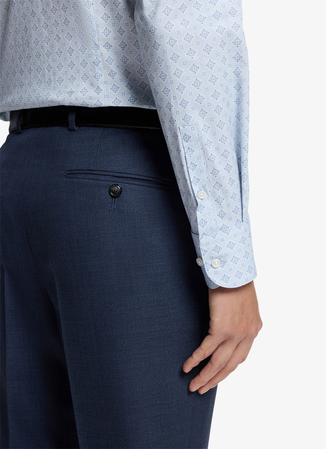 BOSS Slim-fit overhemd met print - detail 5 lichtblauw