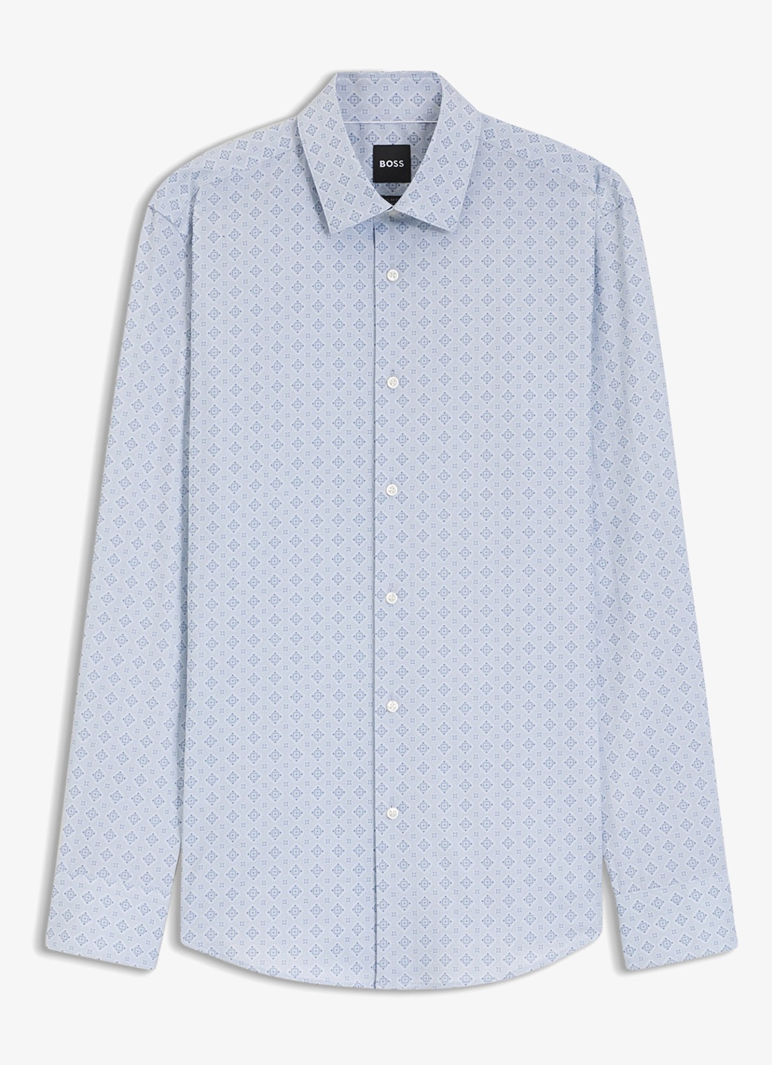 BOSS Slim-fit overhemd met print - voorkant lichtblauw