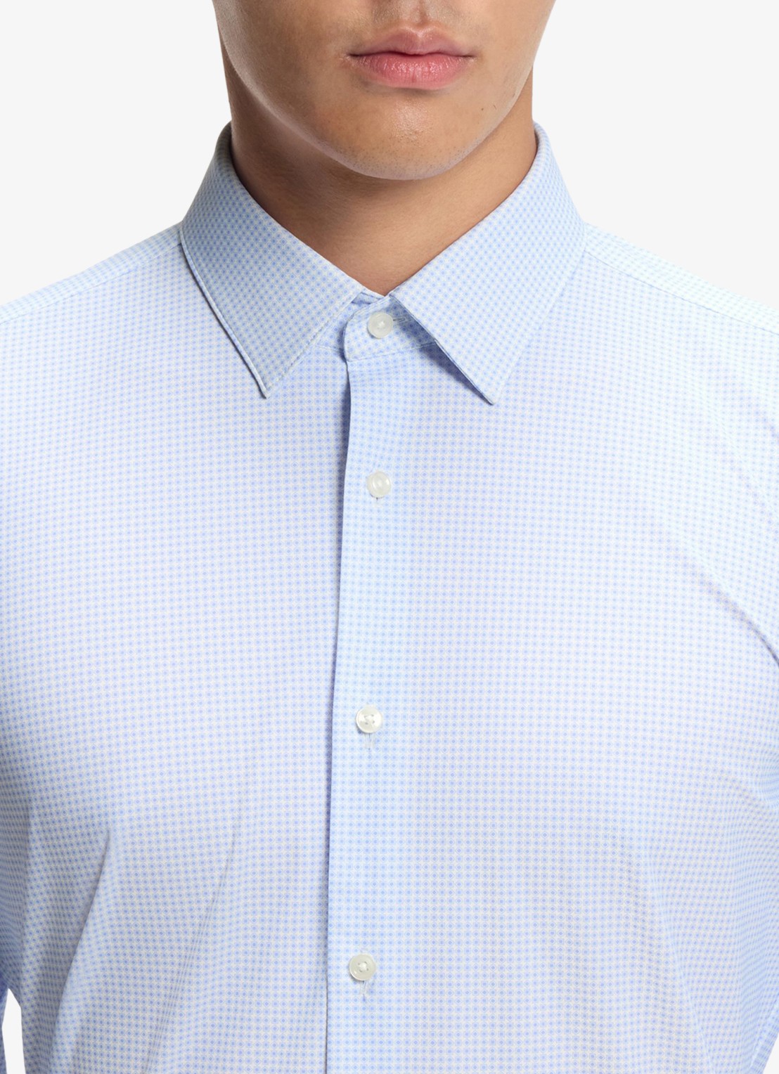 BOSS Slim fit overhemd met print - detail 5 lichtblauw