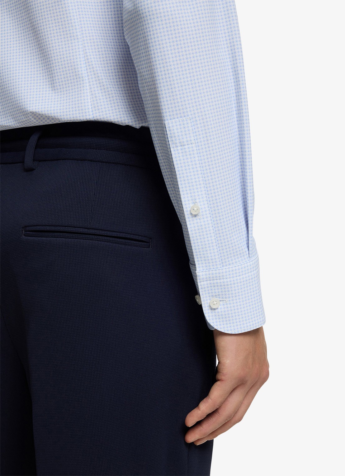 BOSS Slim fit overhemd met print - detail 6 lichtblauw