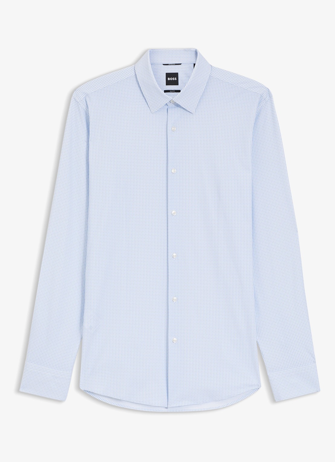 BOSS Slim fit overhemd met print - voorkant lichtblauw