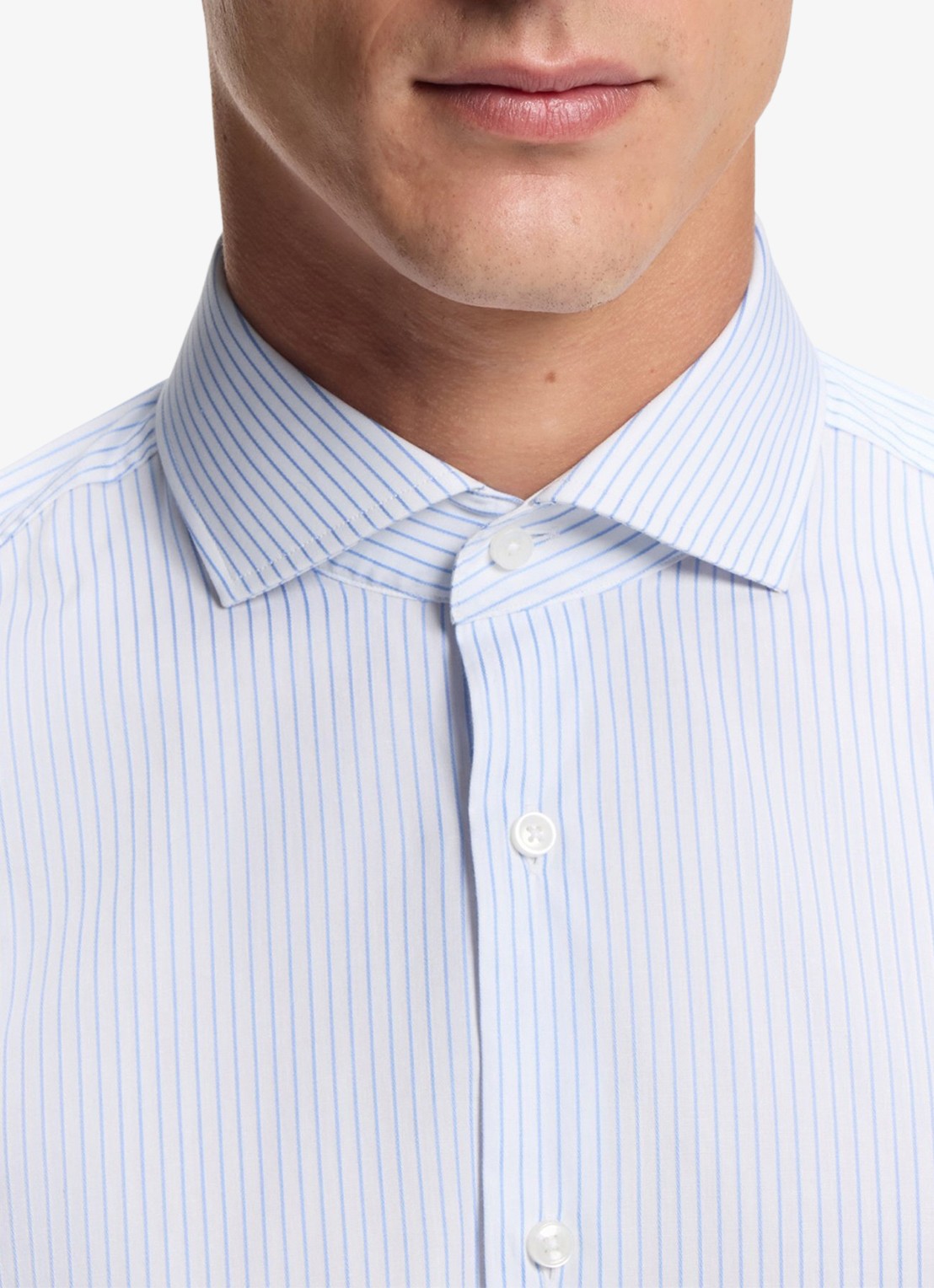 BOSS Slim fit overhemd met streepprint  - detail 2 lichtblauw