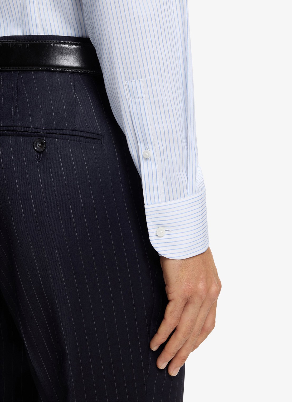 BOSS Slim fit overhemd met streepprint  - detail 3 lichtblauw