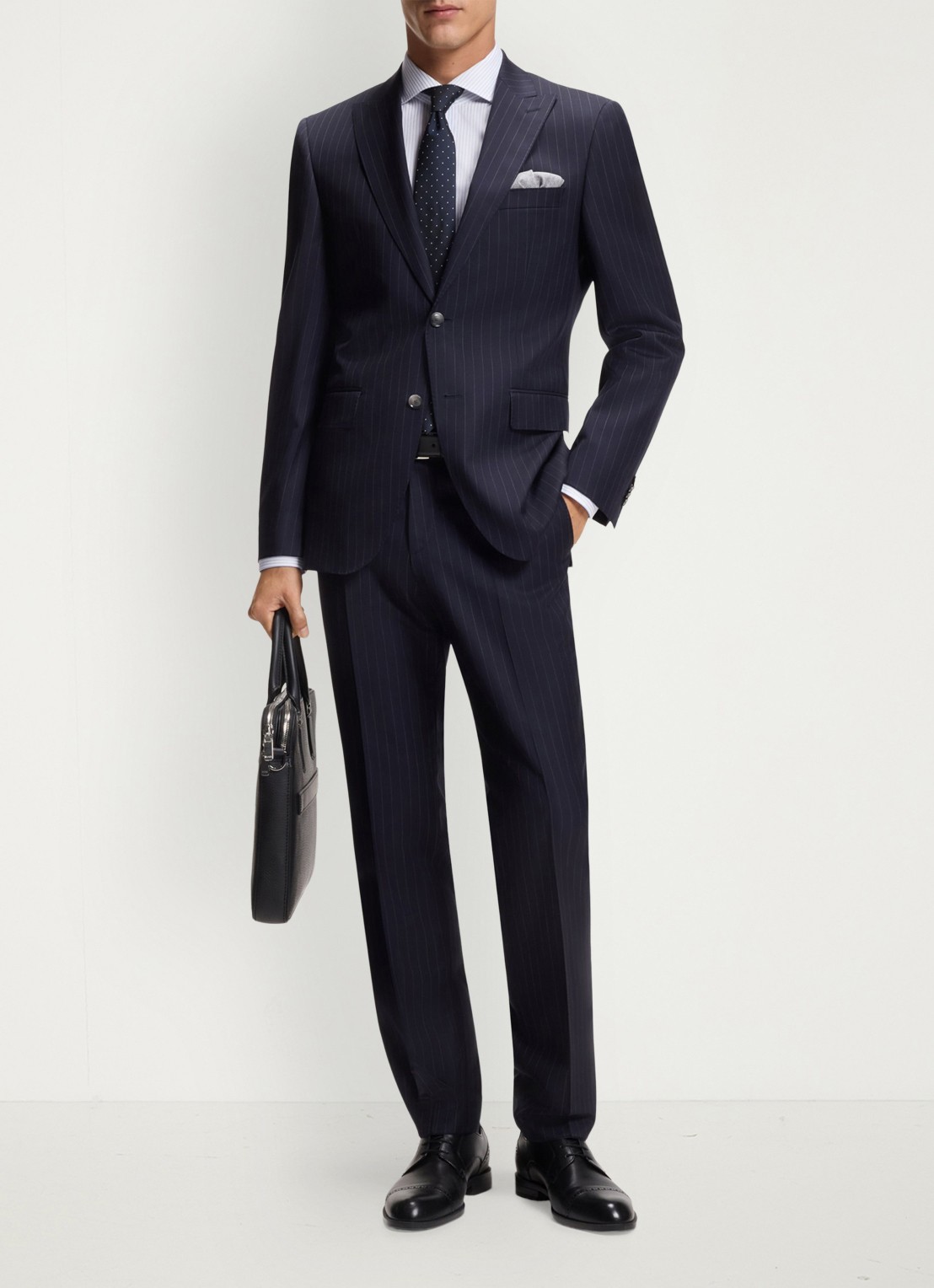 BOSS Slim fit overhemd met streepprint  - voorkant 6 lichtblauw