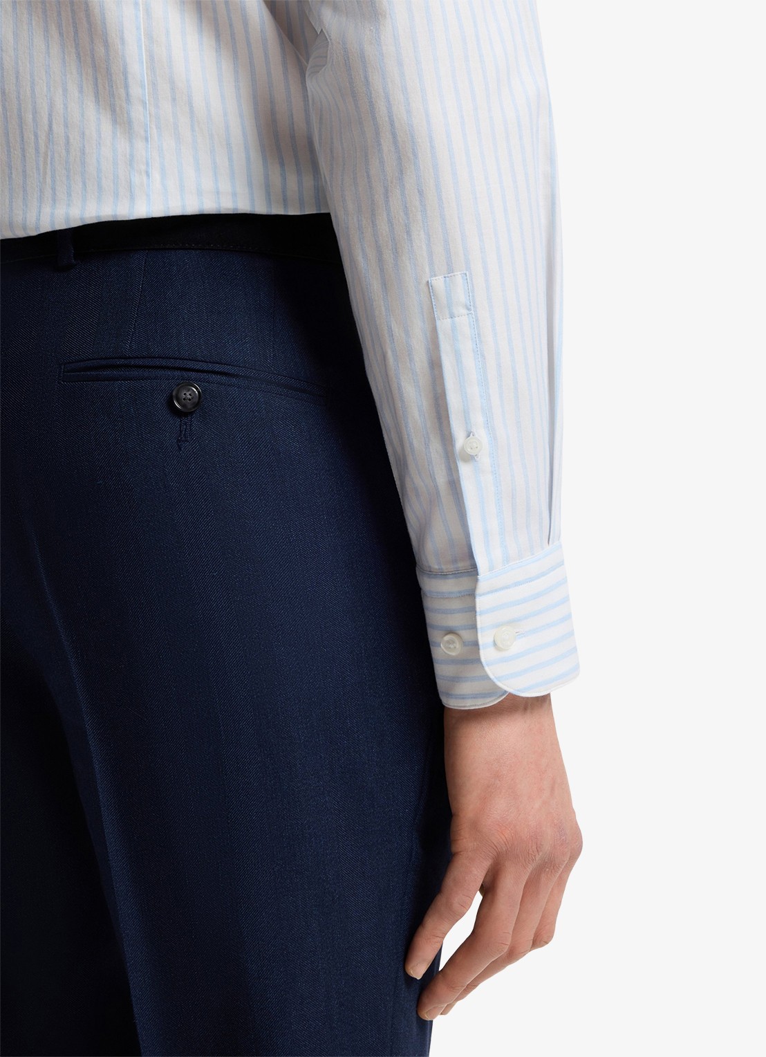 BOSS Slim fit overhemd met streepprint - detail 3 lichtblauw