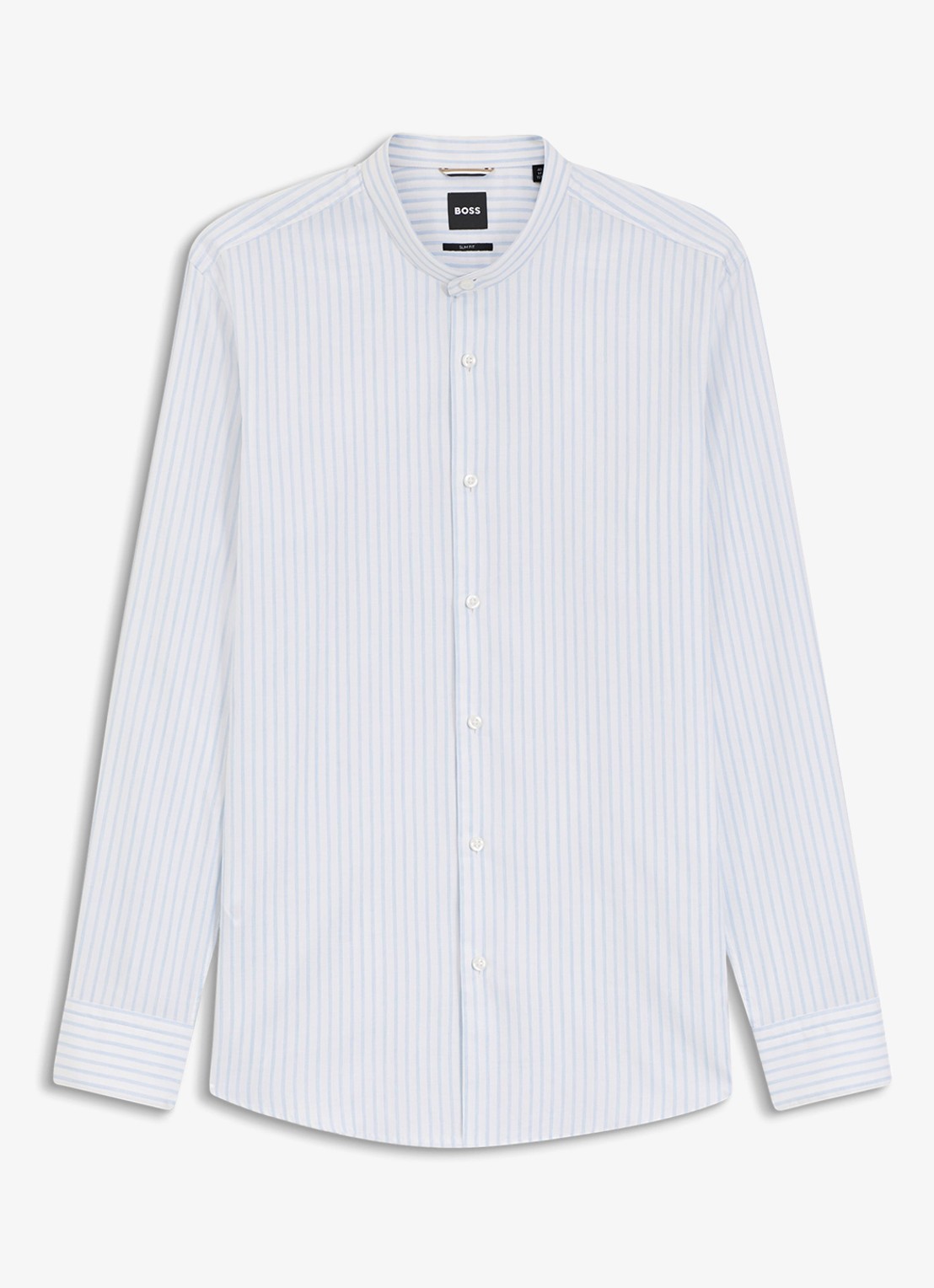 BOSS Slim fit overhemd met streepprint - voorkant 5 lichtblauw
