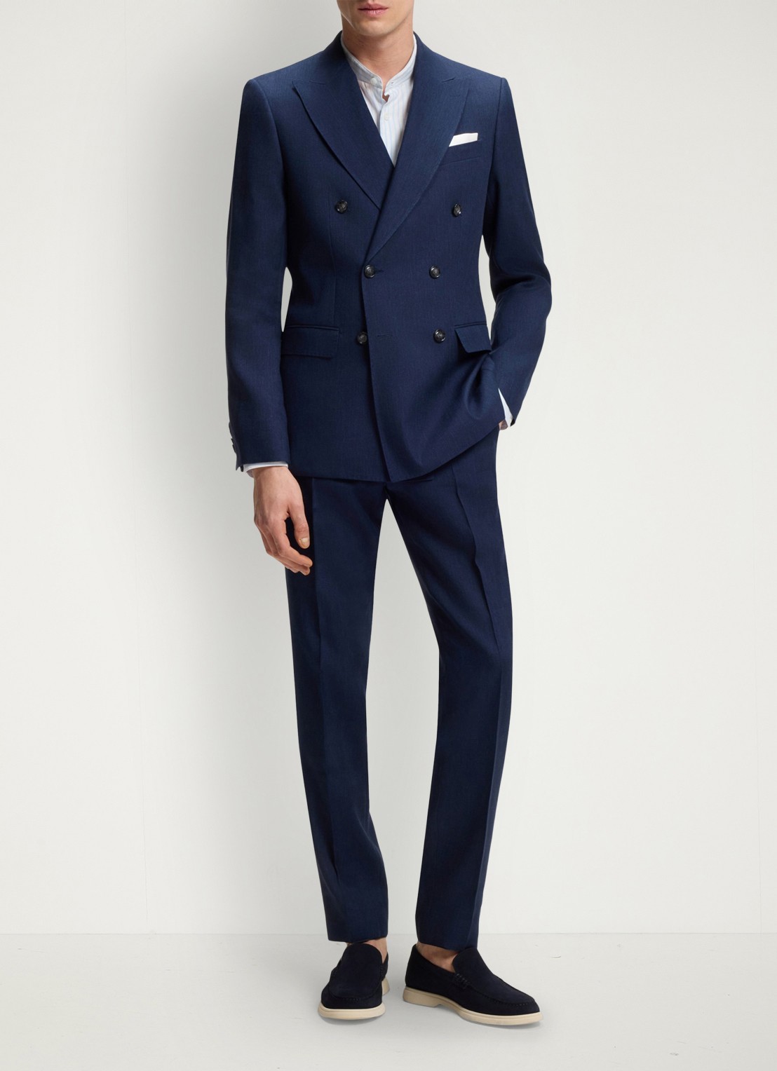 BOSS Slim fit overhemd met streepprint - voorkant 6 lichtblauw