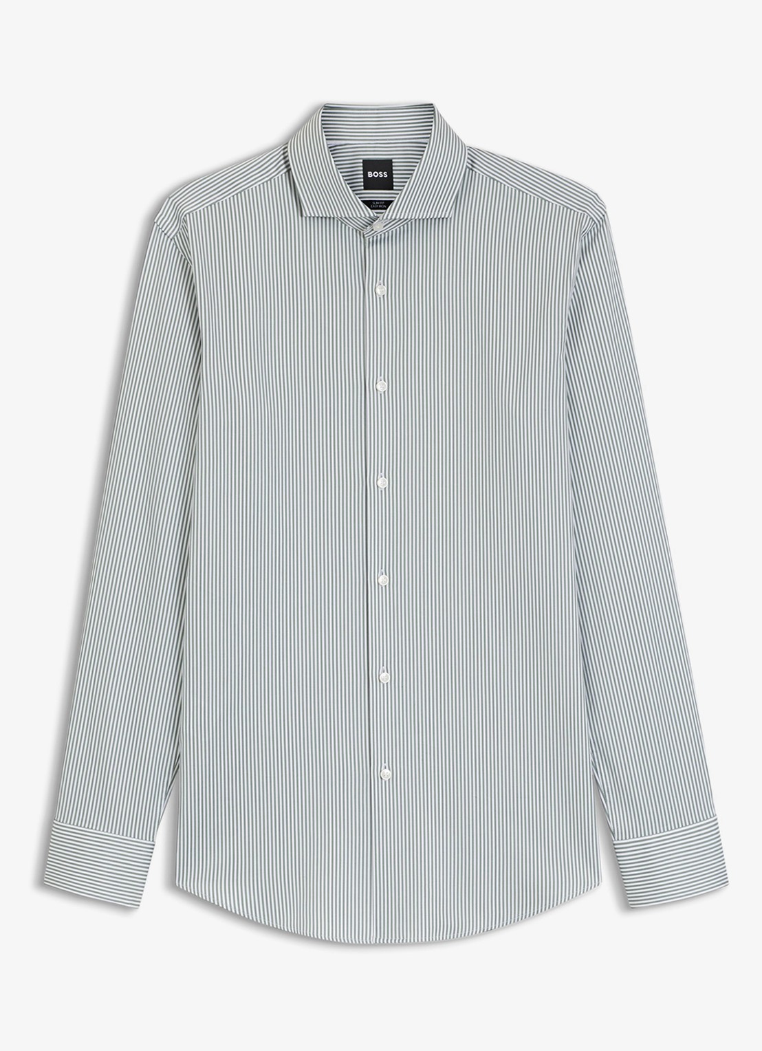 BOSS Slim fit overhemd met streepprint - voorkant lichtgroen