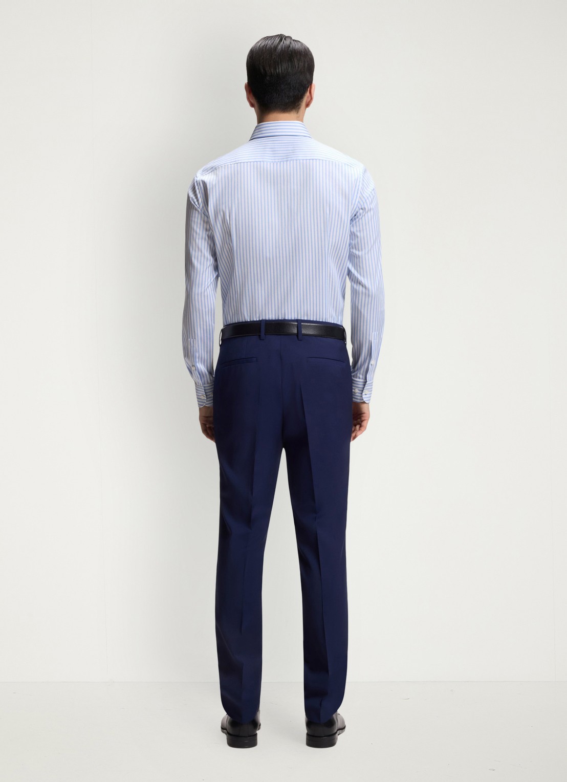 BOSS Slim fit overhemd met streepprint - achterkant lichtblauw