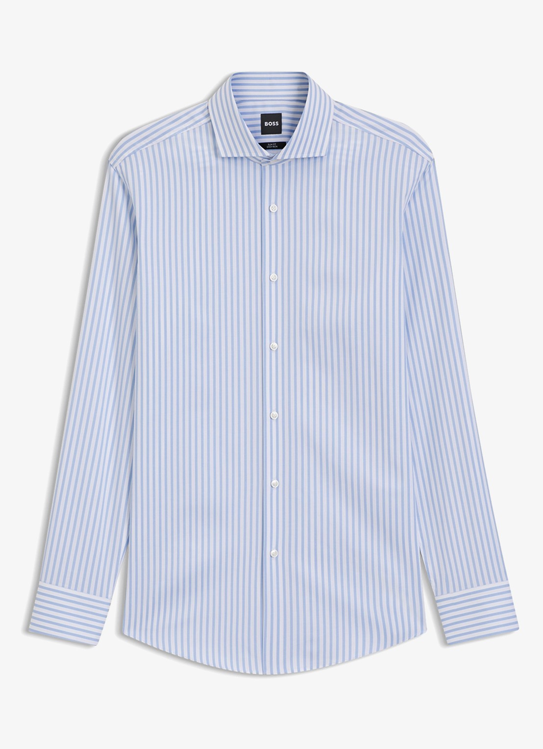 BOSS Slim fit overhemd met streepprint - voorkant 2 lichtblauw