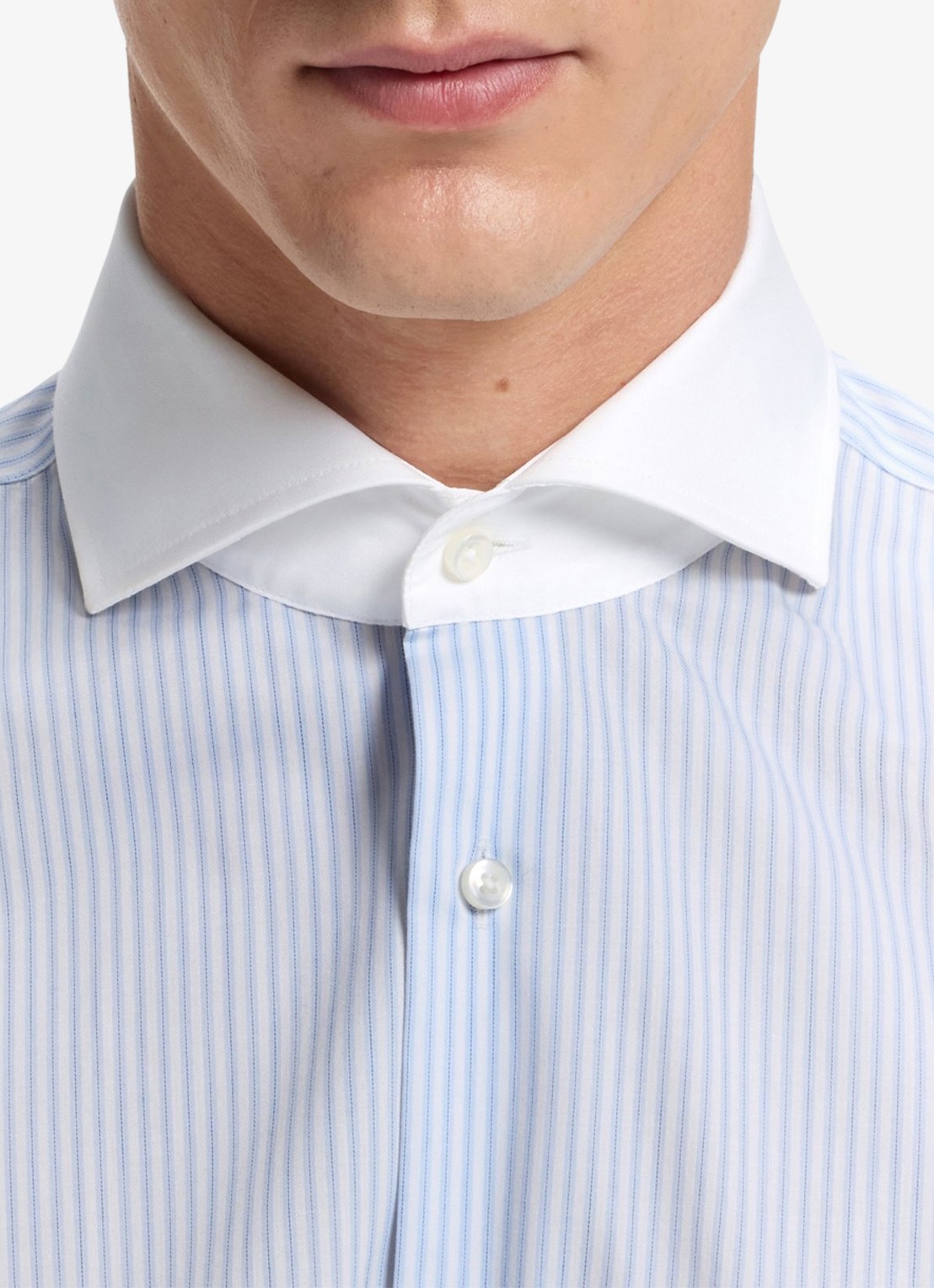 BOSS Slim fit overhemd met streepprint - detail 5 lichtblauw