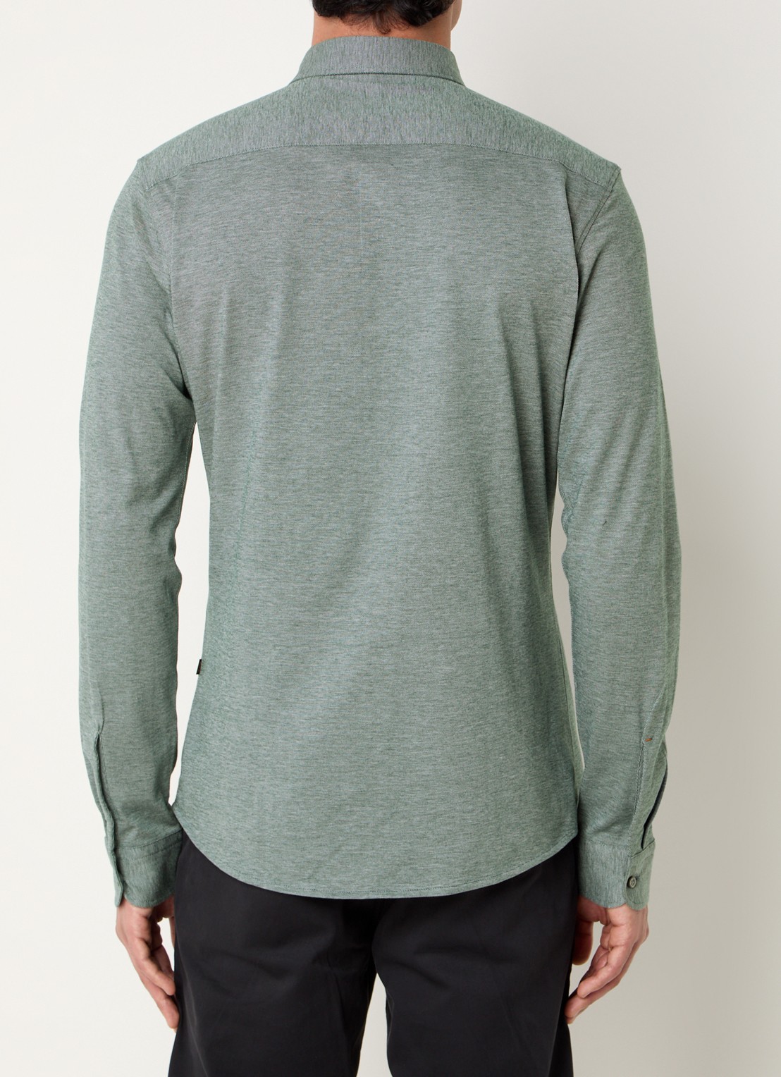 BOSS Slim-fit overhemd van gemêleerde katoenen jersey - achterkant 6 grijs