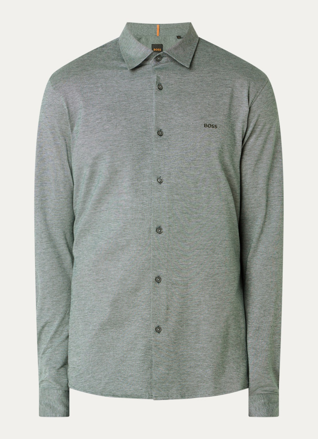 BOSS Slim-fit overhemd van gemêleerde katoenen jersey - voorkant 3 grijs