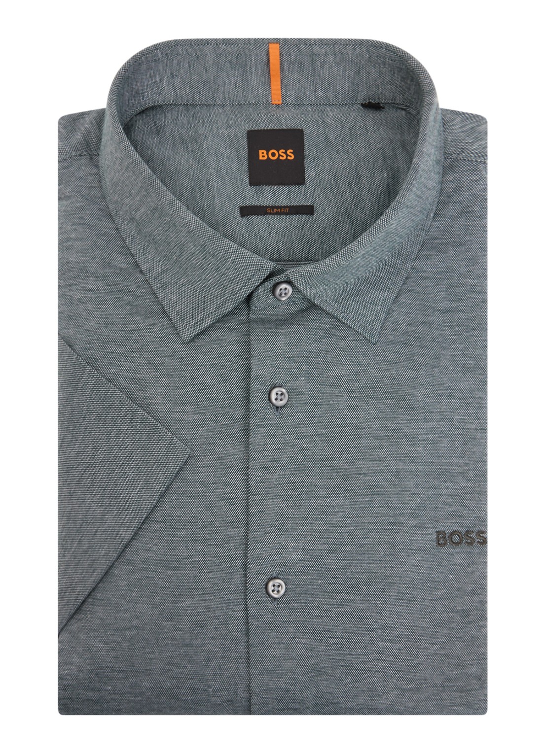 BOSS Slim-fit overhemd van gemêleerde katoenen jersey - voorkant 5 grijs