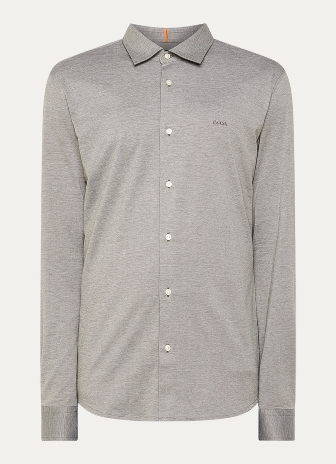 BOSS Slim-fit overhemd van gemêleerde katoenen jersey - voorkant 3 olijfgroen