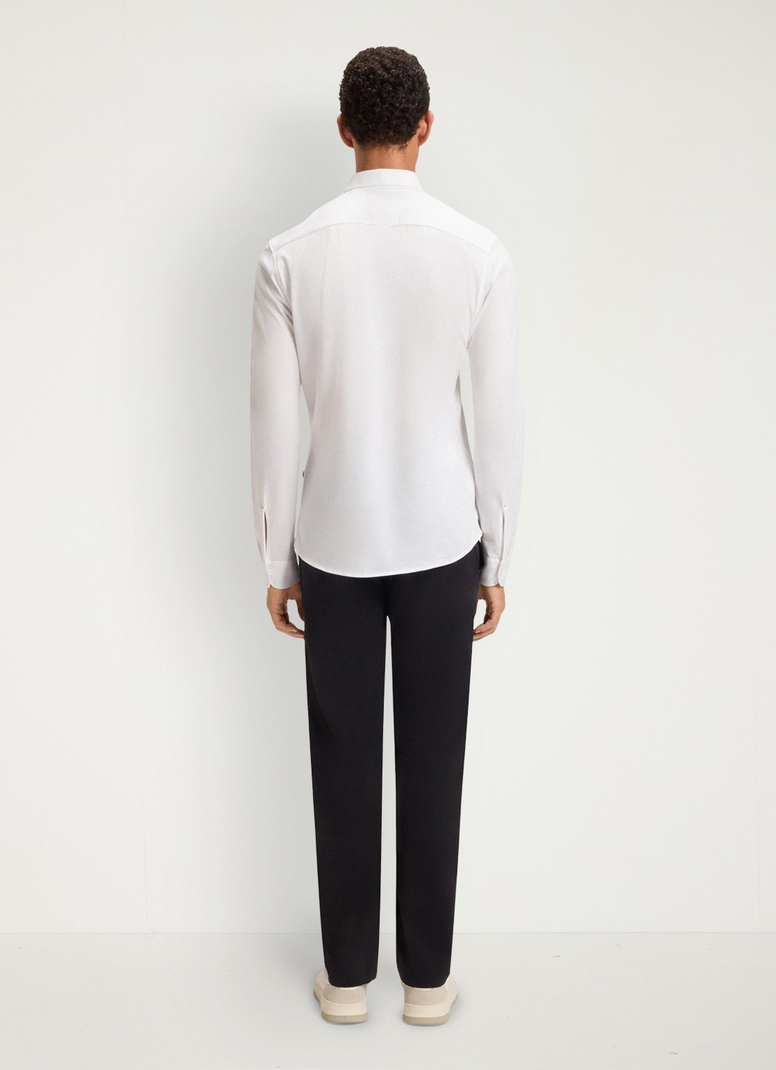 BOSS Slim-fit overhemd van gemêleerde katoenen jersey - achterkant wit