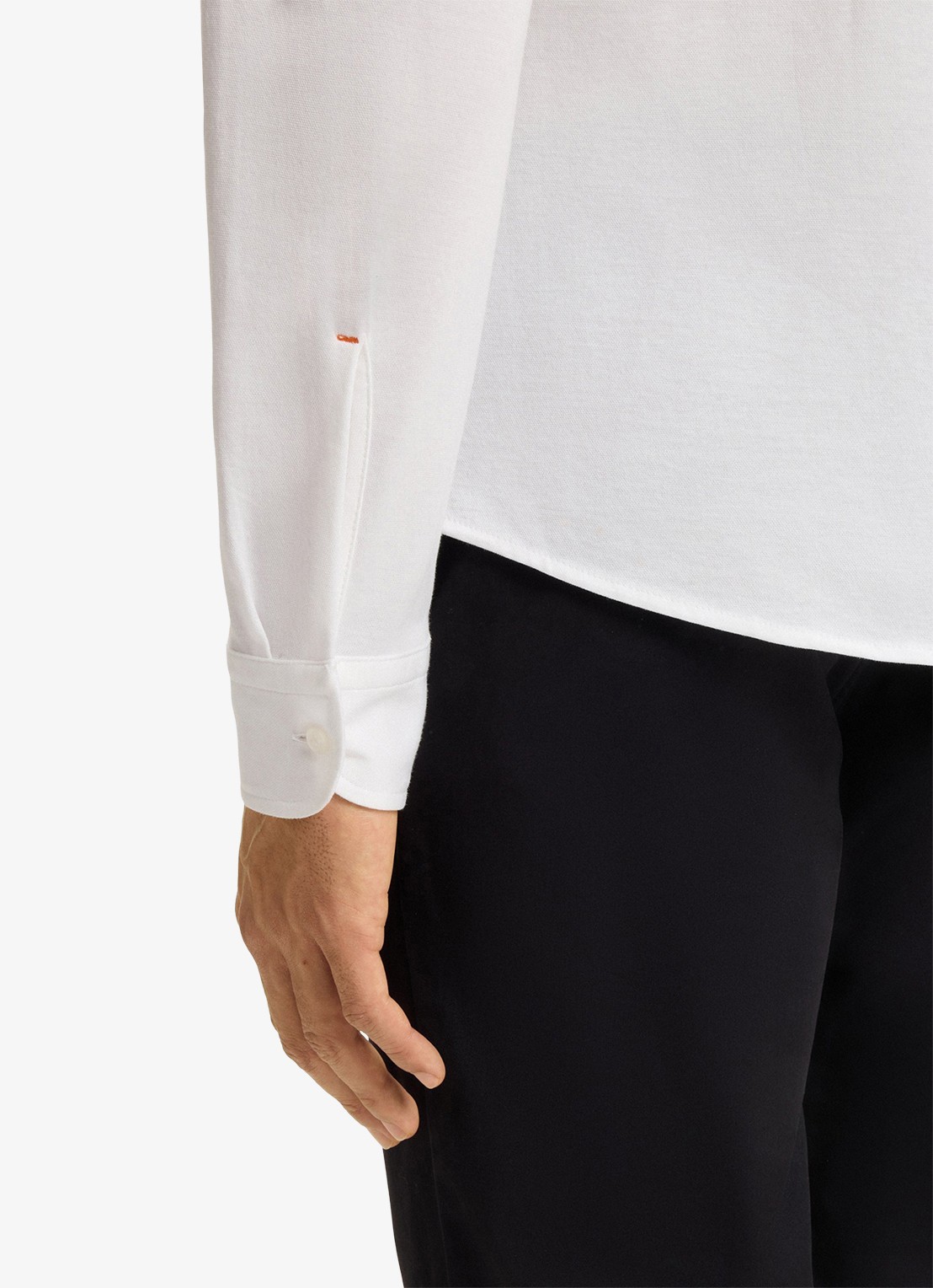 BOSS Slim-fit overhemd van gemêleerde katoenen jersey - detail 3 wit