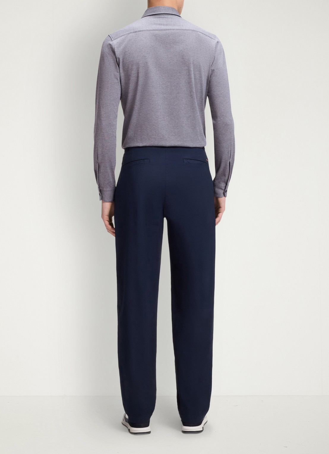 BOSS Slim-fit overhemd van gemêleerde katoenen jersey - achterkant 6 donkerblauw 406