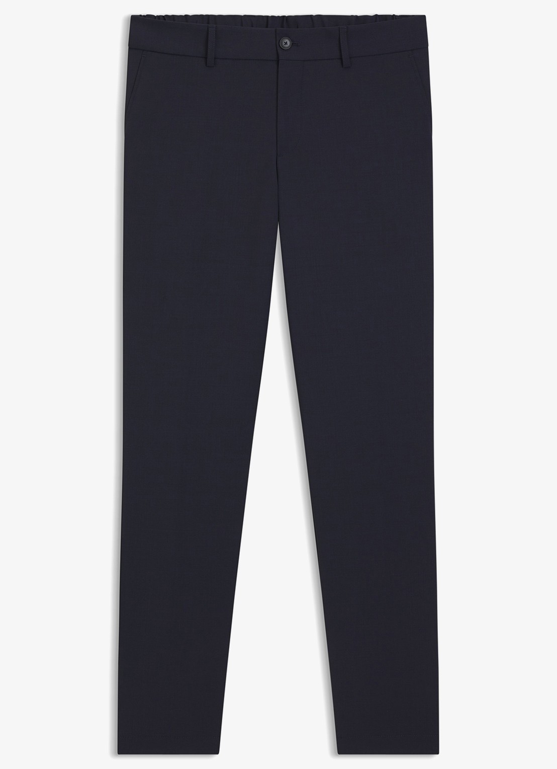 BOSS Slim fit pantalon in wolblend - voorkant donkerblauw