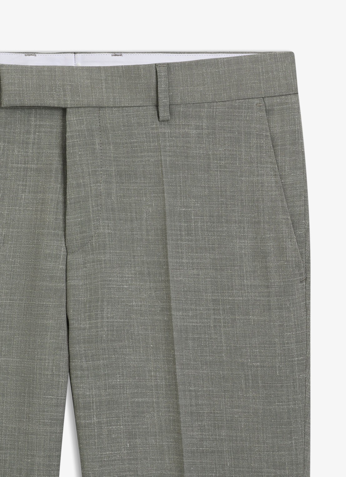 BOSS Slim fit pantalon met gemêleerd dessin - detail lindegroen