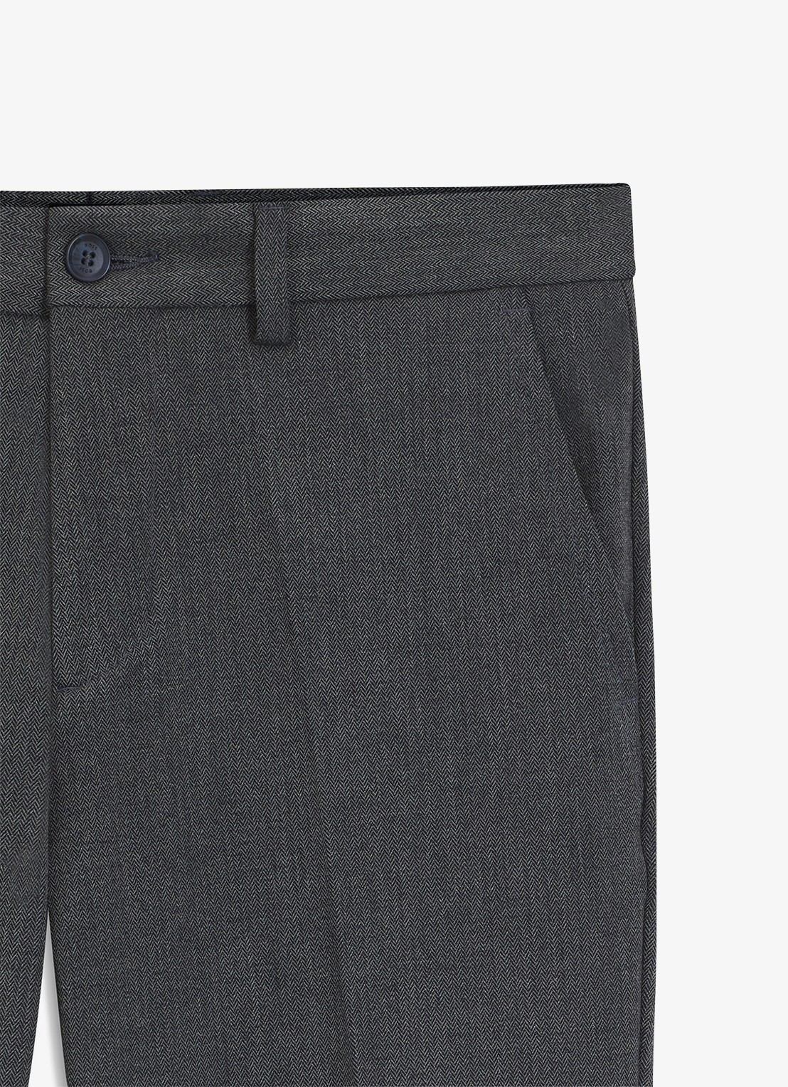 BOSS Slim fit pantalon met visgraatdessin - detail 3 antraciet