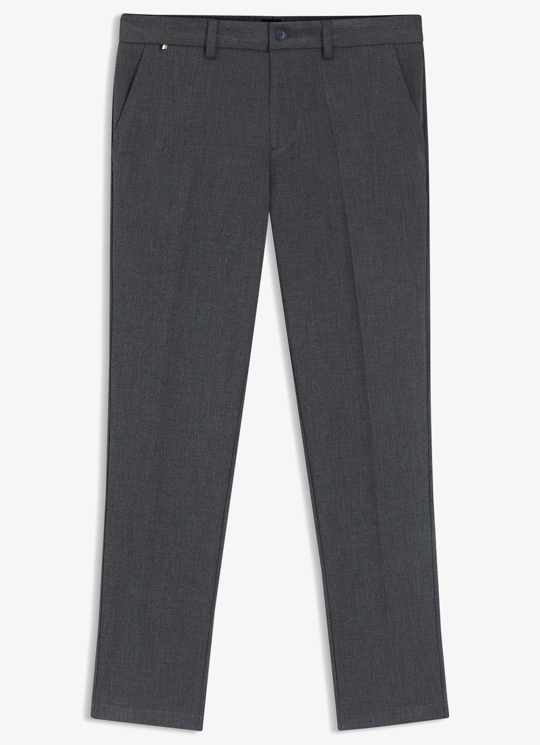 BOSS Slim fit pantalon met visgraatdessin - voorkant 4 antraciet