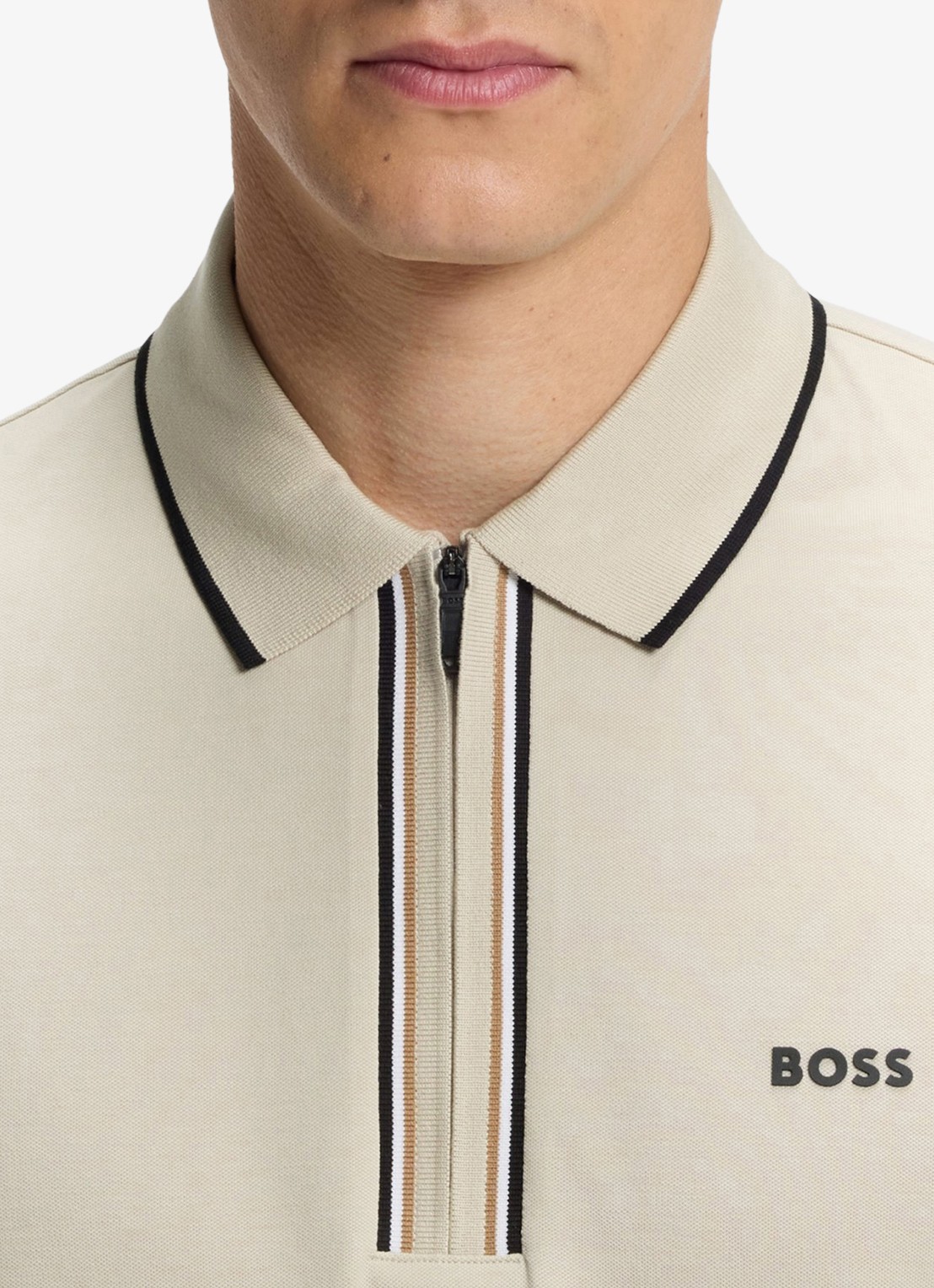 BOSS Slim fit polo met logo - detail 5 light beige-272 / beige