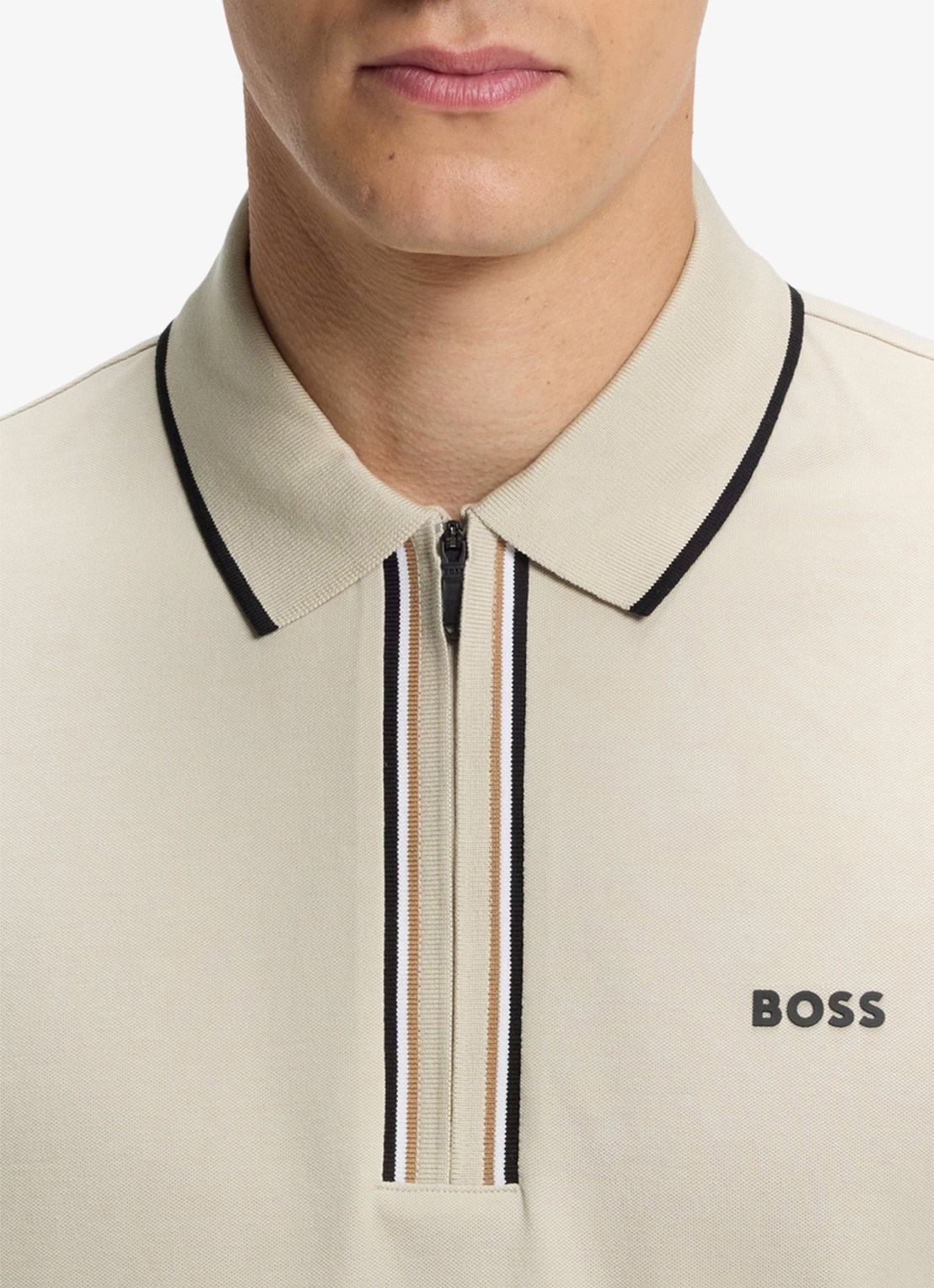 BOSS Slim fit polo met logo - detail 6 light beige-272 / beige