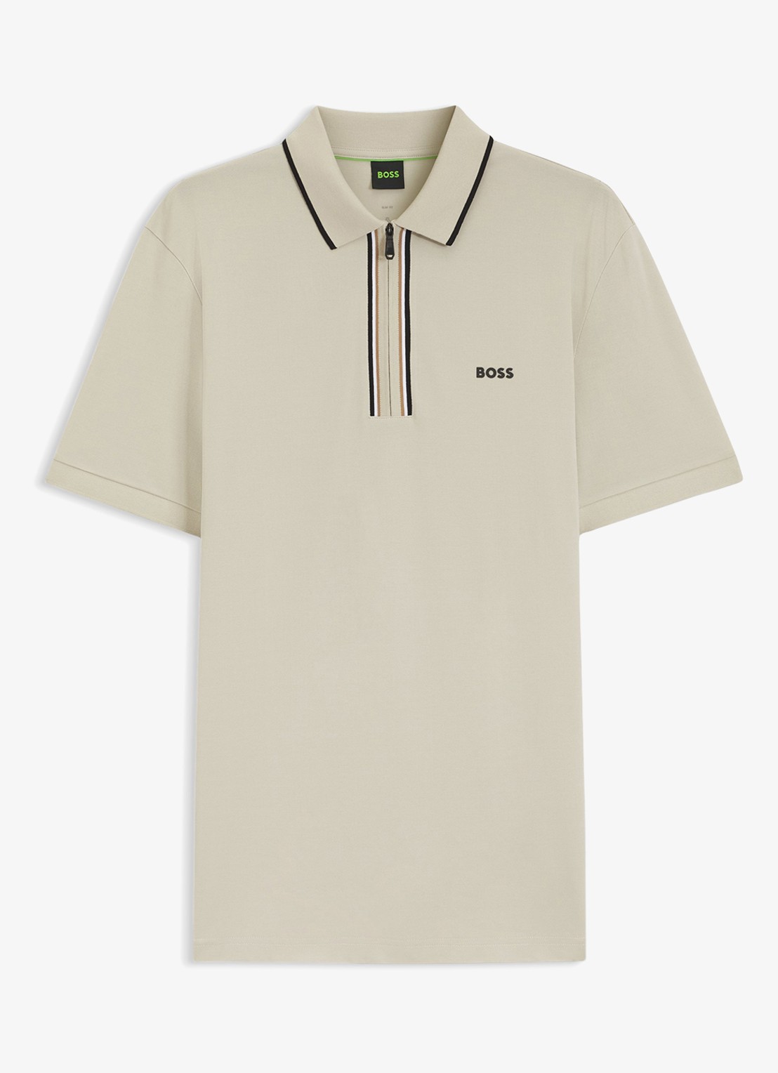 BOSS Slim fit polo met logo - voorkant light beige-272 / beige