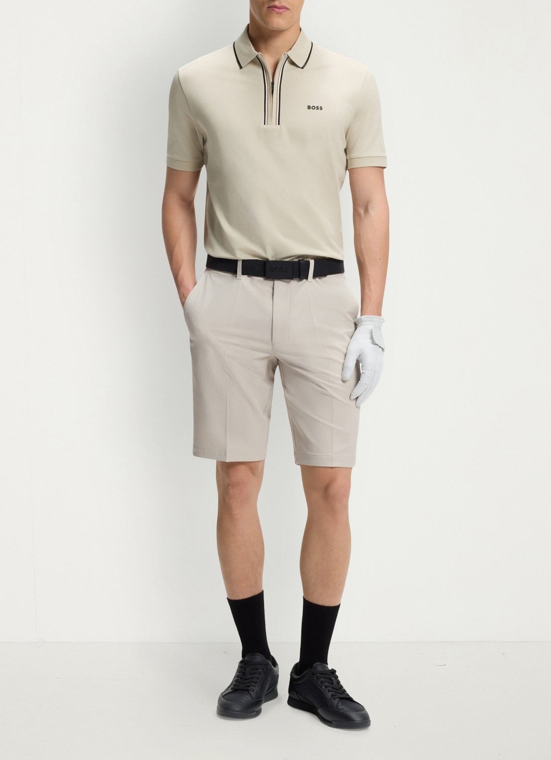 BOSS Slim fit polo met logo - voorkant 2 light beige-272 / beige