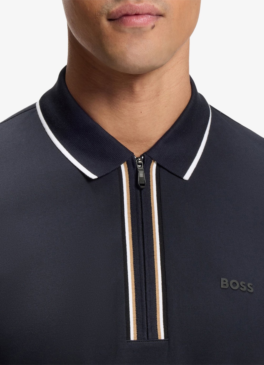 BOSS Slim fit polo met logo - detail 5 donkerblauw