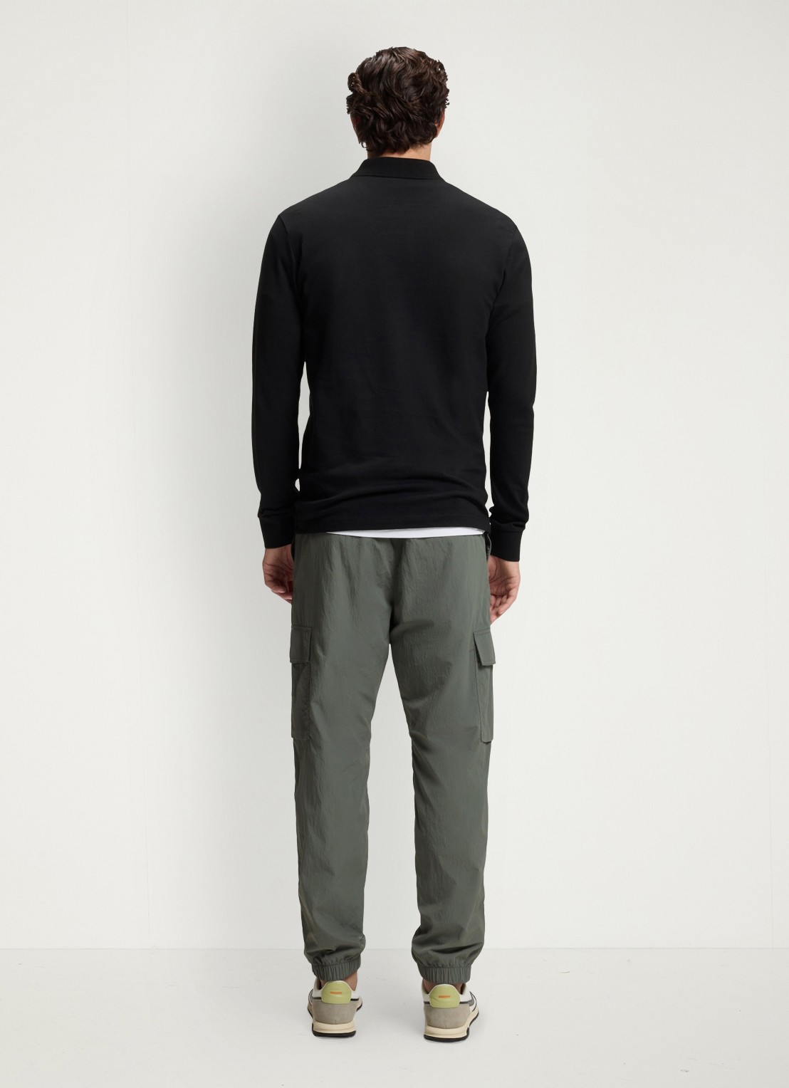 BOSS Slim fit polo van katoen - achterkant 6 zwart