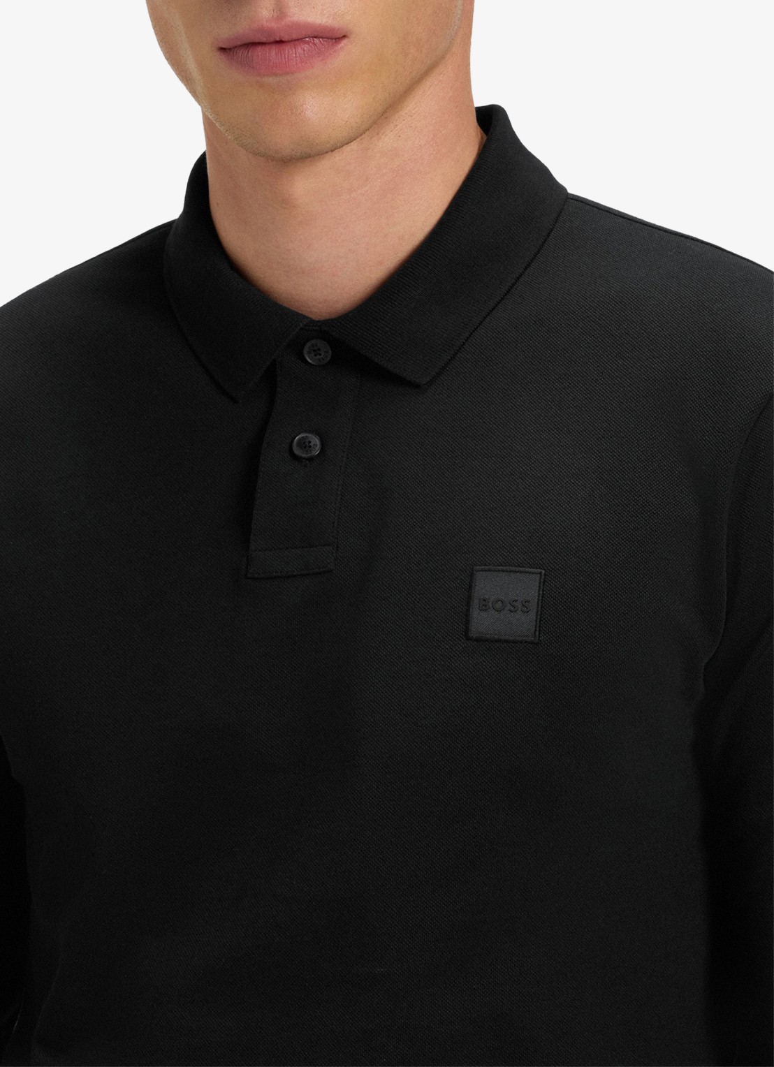 BOSS Slim fit polo van katoen - detail 5 zwart