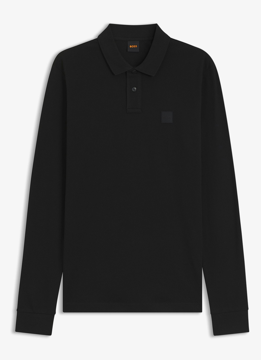 BOSS Slim fit polo van katoen - voorkant zwart