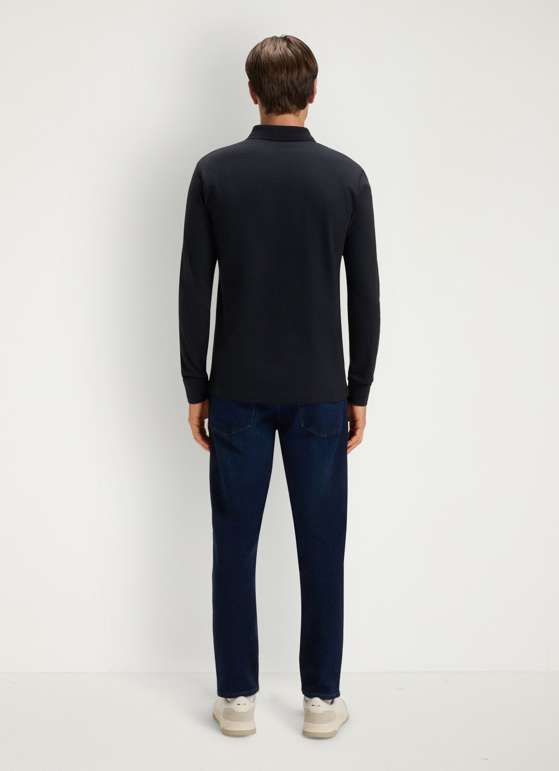 BOSS Slim fit polo van katoen - achterkant 5 donkerblauw